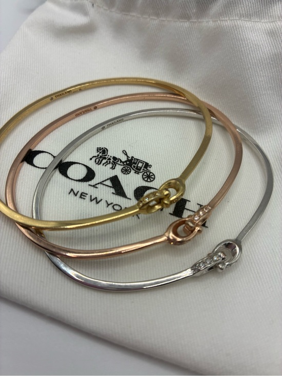 Coach Jewelry - Coach Tri‑Tone Slim Bangle Set — Gold, Rose Gold & Silver